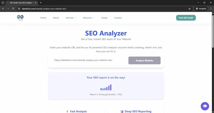 provide an ai powered technical SEO audit and report