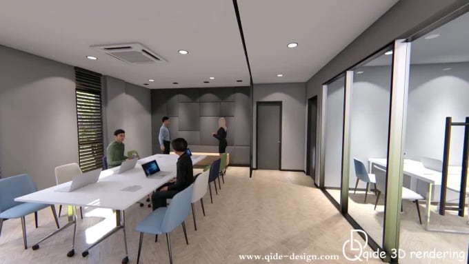 Create office 3d rendering by Qidedesign | Fiverr