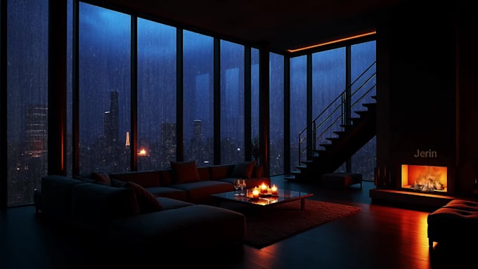 create cozy relaxing rain videos in a luxury apartment