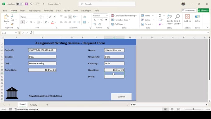 create excel data entry form, automation and vba macros
