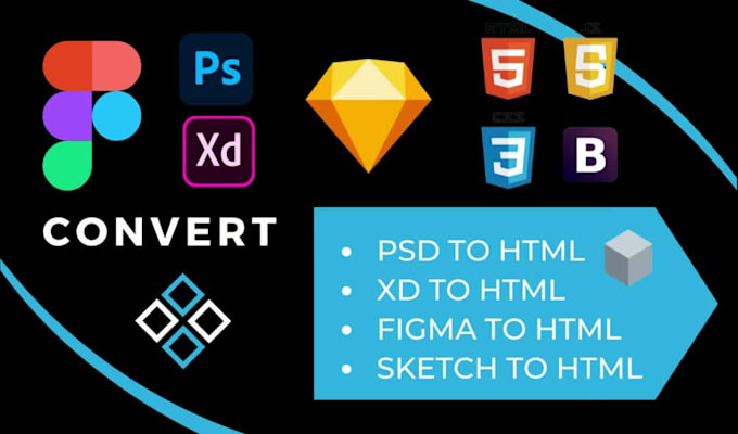 psd to HTML xd to HTML figma to HTML sketch to html css bootstrap javascript