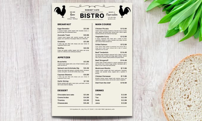 create an amazing menu design, restaurant menu, price lists design