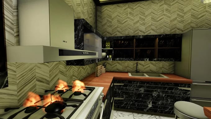 design your kitchen with a realistic 3d model and rendering