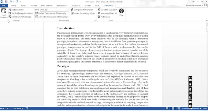 do in text citation and referencing  in the desired style using endnote