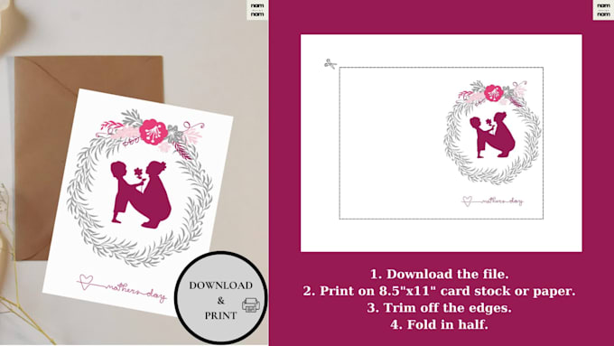 design a beautiful printable mothers day greeting card