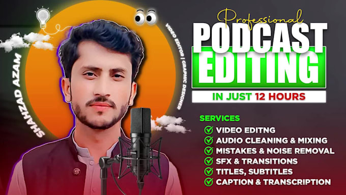 professionally edit your audio or video podcast in 12 hours
