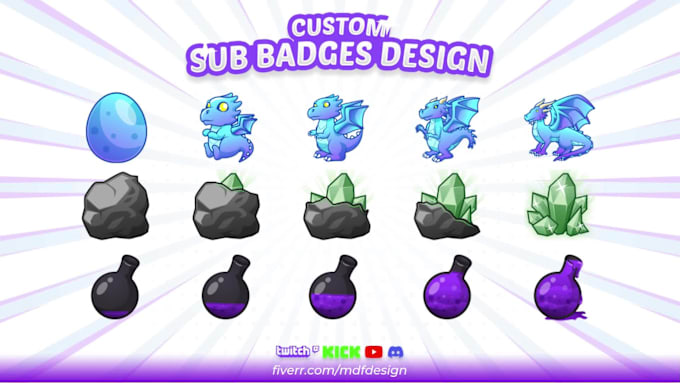 create custom sub badges and emote for kick, twitch, or stream