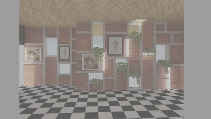 designed interior with 2d and 3d renderings