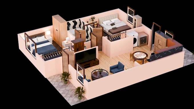 create 2d to 3d floor plan with fast delivery