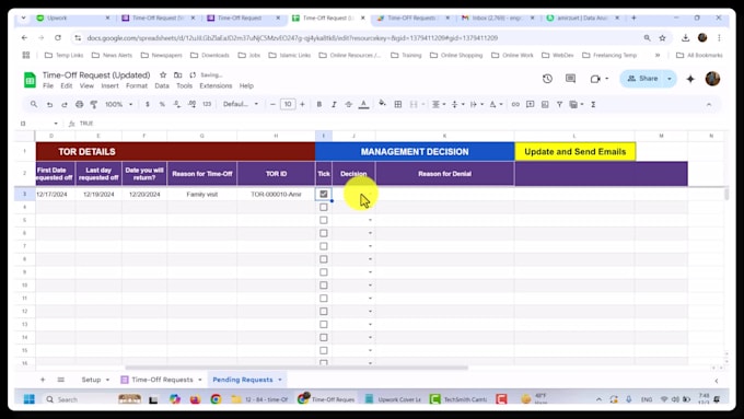 deliver leave management system using google forms and sheets