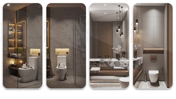 create impressive bathroom design and 3d rendering