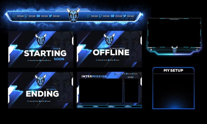 Design custom clean animated twitch overlay for you by Tlkdesigner | Fiverr