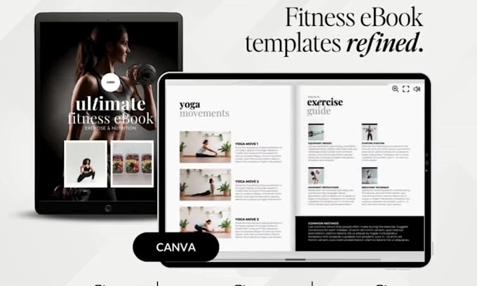 design fitness guide ebook selfcare journal mental ebook, website ebook on canva
