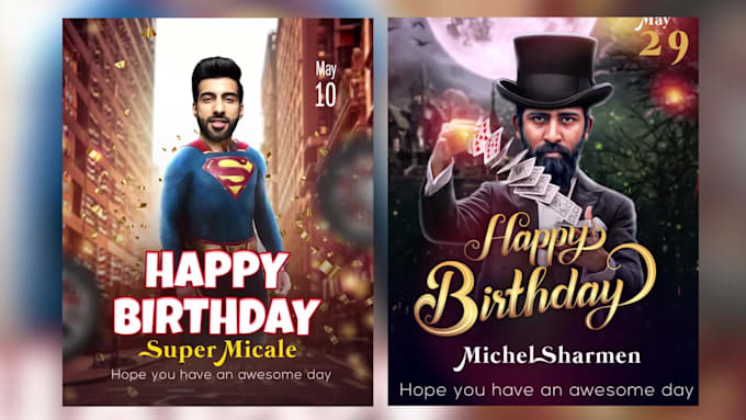 design funny birthday flyer and motion flyer