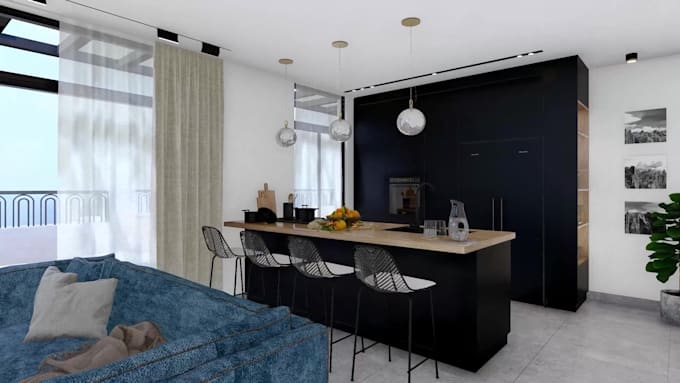 create 3d realistic interior exterior rendering