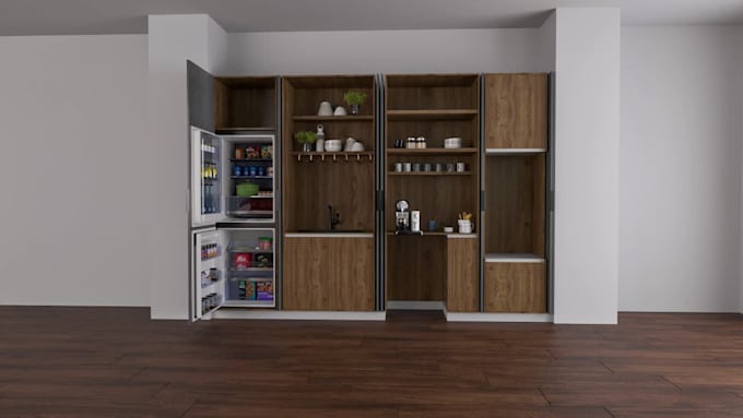3d design bathroom, pantry, kitchen, closet 3d rendering