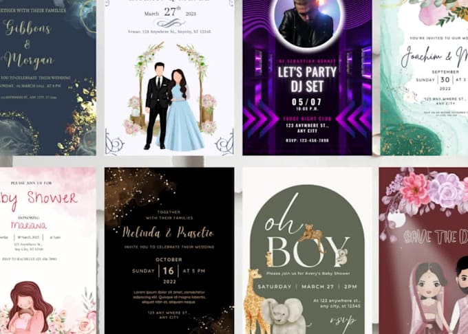 Design invitation cards for wedding birthday baby shower etc by ...
