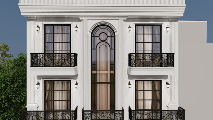 design house exterior model, 3d rendering, walkthrough