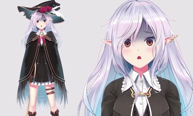 draw high quality anime character for vtuber model, live2d streams