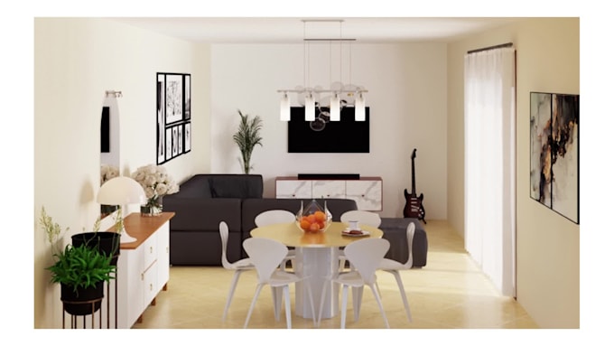 Create interior design and 3d rendering for your living room and ...