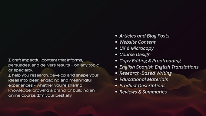 write creative educational or promotional content in english or spanish