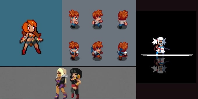 Make 2d game character pixel sprite sheet animation rpg maker for pixel ...