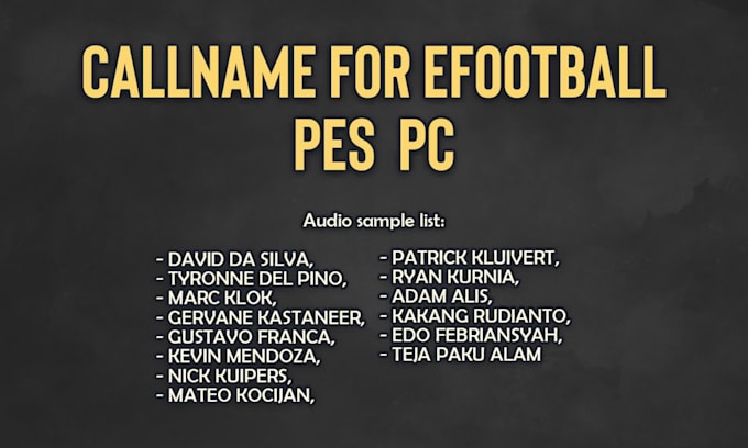 make your callname for efootball pes 2021 or spfl in pc