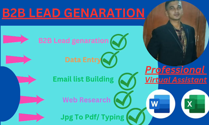 be your virtual assistant for data entry,excel, web research,copy past,