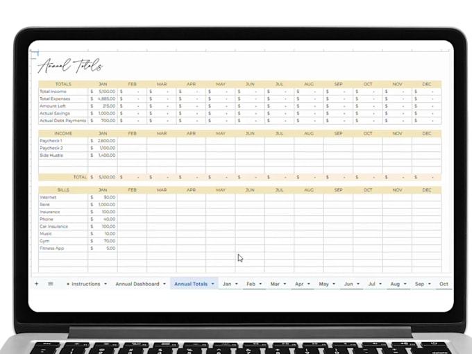 send you a personal finance annual budget