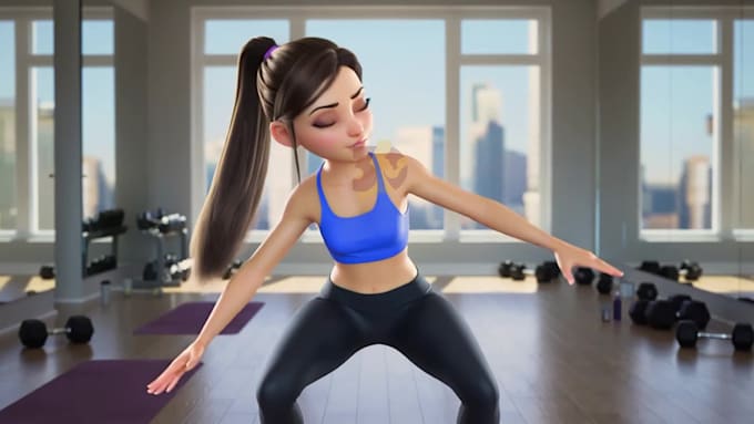 create exercise, workout, gym, fitness animation video
