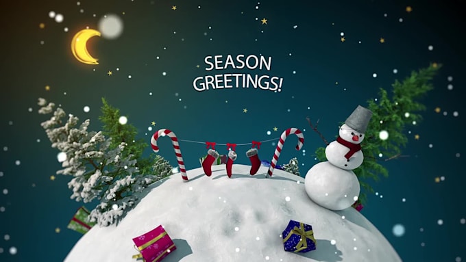 design santa christmas video animation  happy new year logo