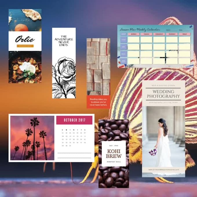 make custom bookmarks, rack cards, and calendars
