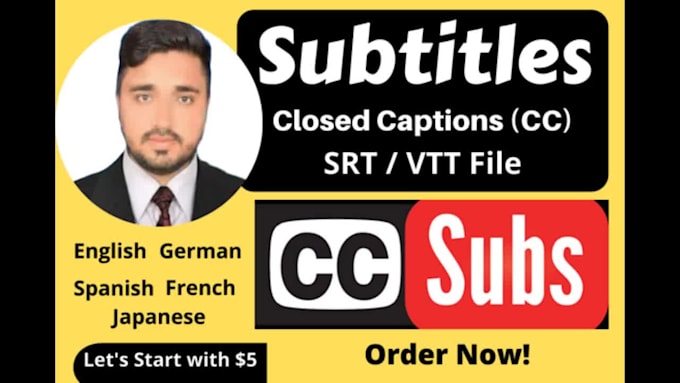 add video subtitles english to spanish, french, and german videos with srt file