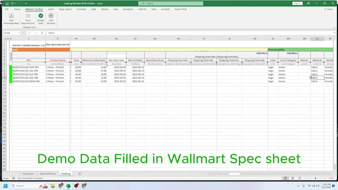 walmart bulk listings, variation listings, inventory, pricing update