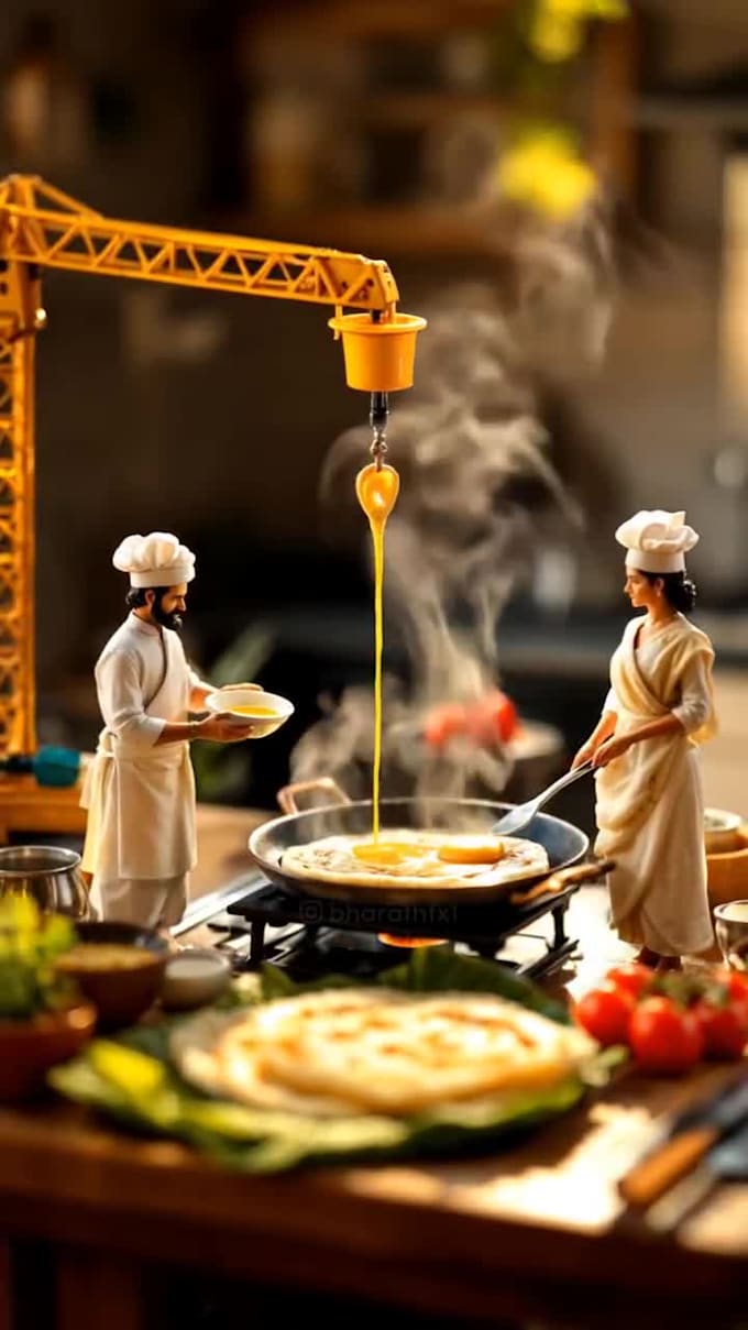 generate ai food photography, miniature feasts, food animation using midjourney