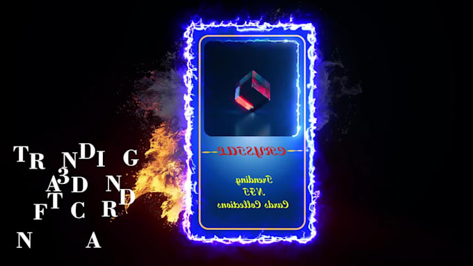 create 3d nft card animation, trading card, nft promotion