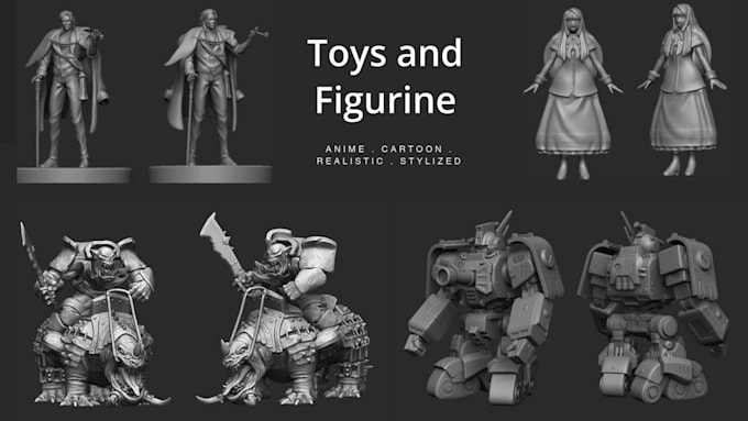 3d sculpting statue, figure, toy, character, anime for 3d printing