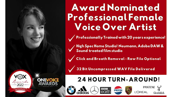 record a warm luxury female american voiceover