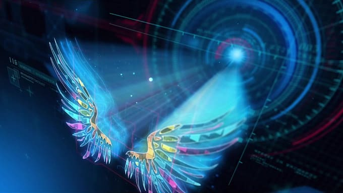 create a futuristic logo animation with holographic effects
