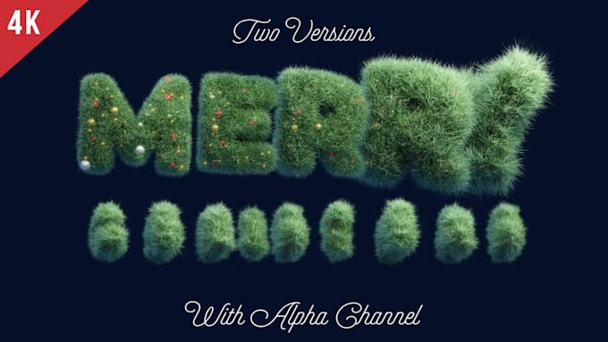 animate 3d xmas text with ornaments