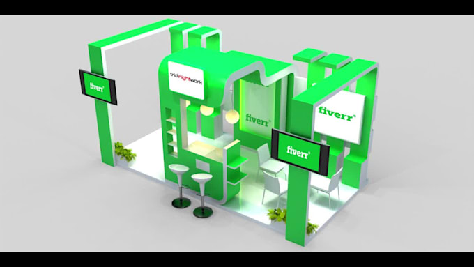 create 3d exhibition stand, booth ,kiosk design
