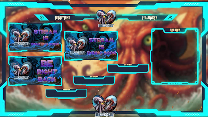 design twitch overlay, animated stream, twitch logo, stream pack