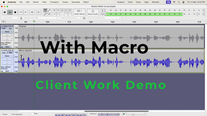 make custom macro or preset in audacity to make sound better in one click