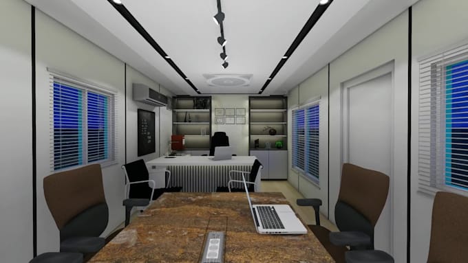 do office interior design and 3d rendering