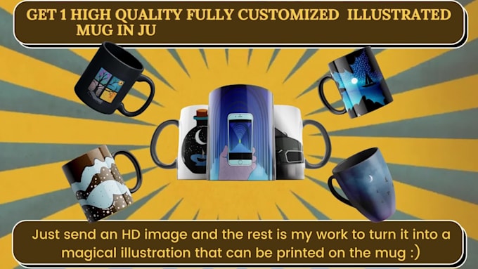 make 20 customized coffee mug designs for pod business