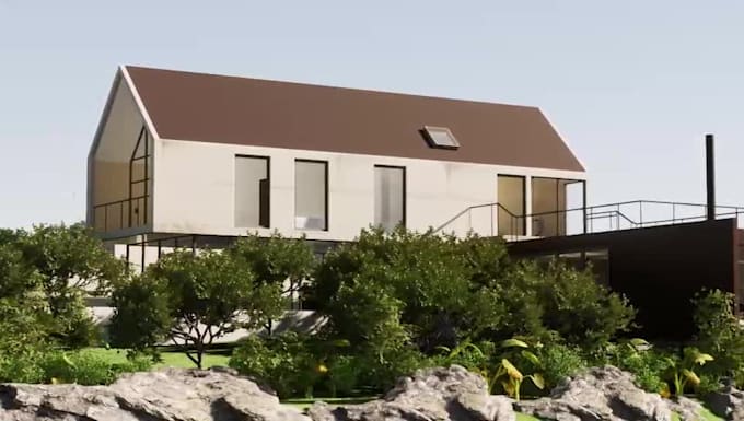 create 3d model and architectural render for interior and exterior