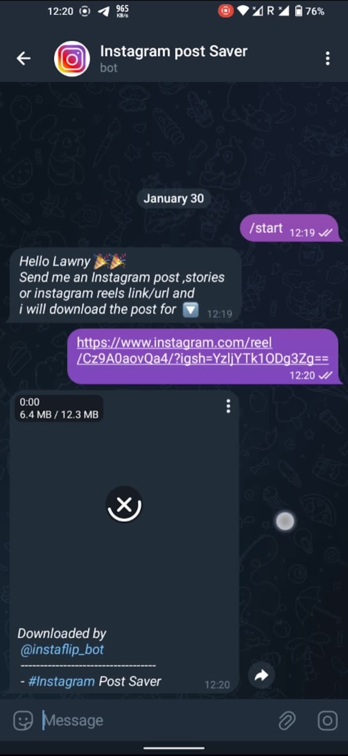 Create video downloader telegram bot by Lawreny Fiverr