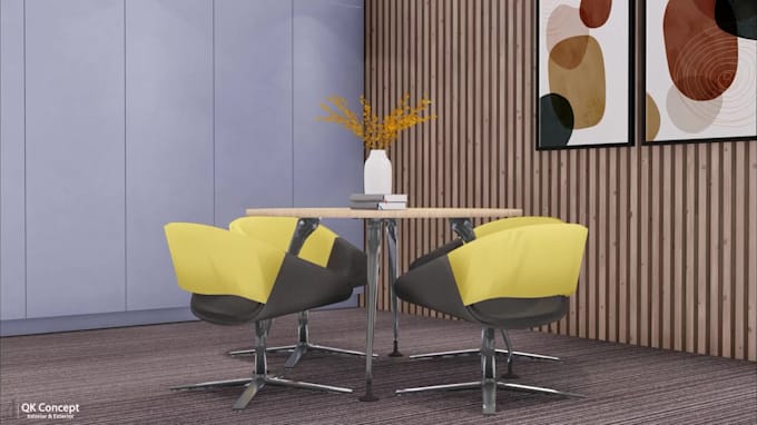 create 3d interior renders office, workspace, gym