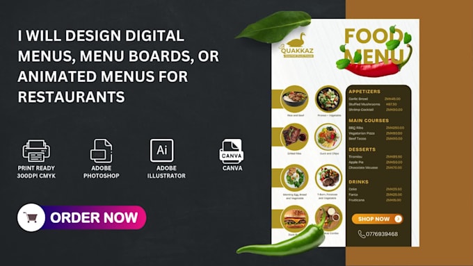 design restaurant menu, food menu and digital menu design