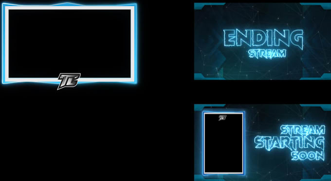 design animated twitch overlay, facecam, panels, screen, alerts for stream